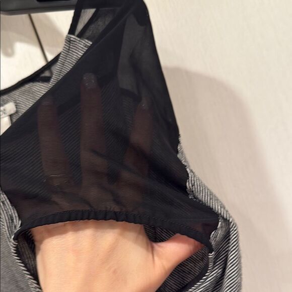 Striped Black and Gray Asymmetrical tunic top - Picture 3 of 9